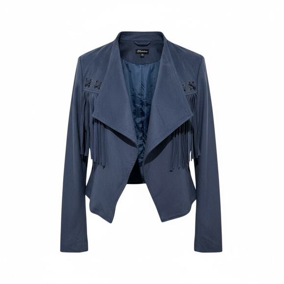 Shinestar Black Faux Suede Fringe Western Jacket Women's M Rodeo Cowboycore Boho - Picture 1 of 6